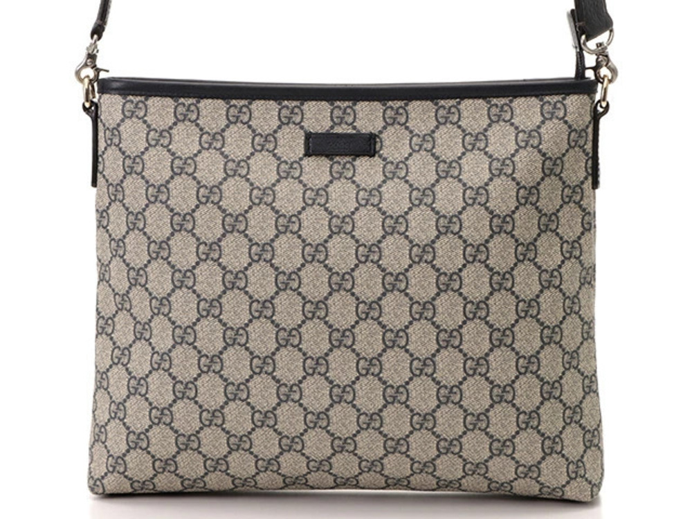 Gucci bag shoulder GG Supreme calfskin gray Navy Blue